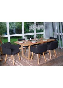 6er-Set Esszimmerstuhl Orlando II, Stuhl K&uuml;chenstuhl, Retro-Design ~ Textil, dunkelgrau