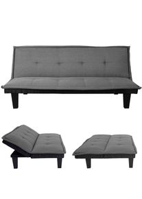 3er-Sofa HWC-C87, Couch Schlafsofa G&auml;stebett Bettsofa Klappsofa, Schlaffunktion 170x100cm ~ Textil, dunkelgrau