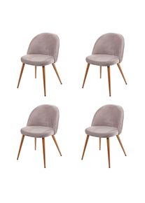 4er-Set Esszimmerstuhl HWC-D53, Stuhl K&uuml;chenstuhl Retro 50er Jahre Design, Samt ~ grau-braun