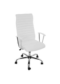 B&uuml;rostuhl Cagliari, Drehstuhl Schreibtischstuhl Chefsessel, Kunstleder ~ wei&szlig;