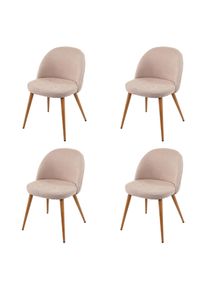 4er-Set Esszimmerstuhl HWC-D53, Stuhl K&uuml;chenstuhl, Retro 50er Jahre Design, Stoff/Textil ~ beige
