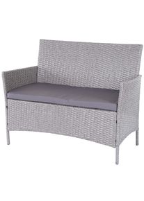 Poly-Rattan Gartenbank Halden, Sitzbank Bank ~ grau, Kissen anthrazit
