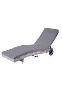 Sonnenliege HWC-D80, Gartenliege Relaxliege Liege, Poly-Rattan ~ grau, Kissen dunkelgrau