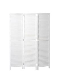 Paravent HWC-C30, Raumteiler Trennwand Sichtschutz, Shabby-Look Vintage, 170x120cm ~ wei&szlig;