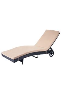 Sonnenliege HWC-D80, Gartenliege Relaxliege Liege, Poly-Rattan ~ anthrazit, Kissen beige
