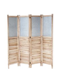Paravent HWC-D27, Raumteiler Trennwand spanische Wand Sichtschutz, Holz Metall 170x160x2cm