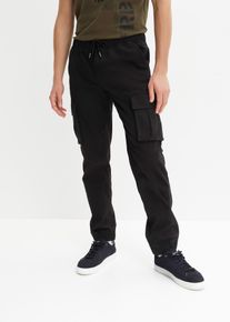 Pantaloni cargo con elastico in vita regular fit straight, Nero, Taglia 56, bonprix