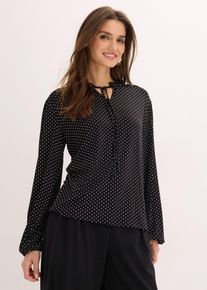 bonprix Bluzka z długim rękawem z mieszanki wiskozy, czarny, 44/46