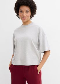 bonprix Kr&oacute;tki T-shirt oversize z czystej, grubej bawełny organicznej, szary, 52/54