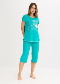 Capripyjamas av ekologisk bomull - gr&ouml;n - storlek 40/42 (M) - bonprix