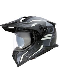 O Neal ONeal A-SRS Spike, capacete de aventura , cor: Mate Preto/Cinzento/Branco , tamanho: L