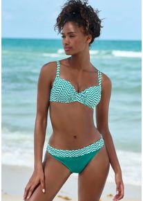 B&uuml;gel-Bikini JETTE, Damen, Gr. 40, Cup C, gr&uuml;n (gr&uuml;n, wei&szlig;), Polyamid, bedruckt, Bikini-Sets B&uuml;gel-Bikini, im trendigen Zick-Zack-Design