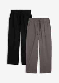 bonprix Hossz&uacute; pizsamanadr&aacute;g puha pamutb&oacute;l (2 db-os csomag), sz&uuml;rke, 56/58 (XL)