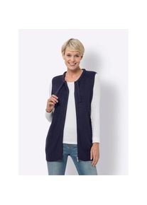 Classic Basics, Damen, Strickweste, marine, 40, Kragen mit Tunnelzug und Bindeband