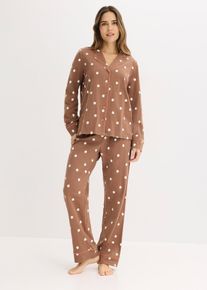 Pyjamas i myk bomull, brun, st&oslash;rrelse 56/58 (3XL), bonprix