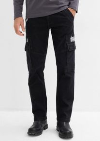 Jeans cargo elasticizzati con cinta comoda relaxed fit straight, Nero, Taglia 32, bonprix