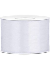 partydeco, Geschenkverpackung, Satinband 50mm Weiss (25m) (1x)