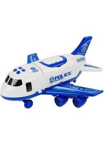 Lean Toys Polizeiflugzeug mit Autos 1:64 mit Licht und Sound