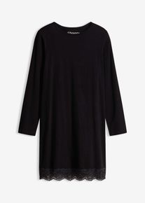 bonprix Femei Cămașă de noapte cu dantelă, negru, 40/42