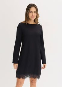 Chemise de nuit &agrave; dentelle - noir - taille 42/44 (M) avec coton - bonprix