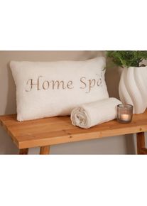 Coussin d&eacute;co en tissu sherpa moelleux - blanc - taille 50x30 cm - polaire - bonprix