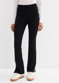 Pantalon en Punto di Roma avec fentes contrastantes - noir - taille 44 - Viscose - bonprix
