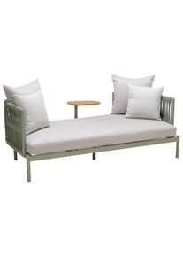 Amatio Loungesofa , Hellgr&uuml;n, Grauwei&szlig; , Holz, Metall, Textil , Teakholz , Hartholz , F&uuml;llung: Polyester,Polyester,Polyester , 180x69x85 cm , Gartenm&ouml;bel, Loungem&ouml;bel, Lounge-Serien