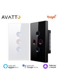 AVATTO Tuya 1/2/3/4 Gang ZigBee Smart Light Switch Wireless Wall Touch Grooved Button Switch Remote Support Alexa,Google Home