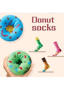 Mid-Calf Socks For Men And Women, Novelty And Fun Colorful Pink Donut Gift Box Socks, Comfortable And Breathable