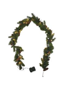 K&uuml;nstliche Fichtengirlande mit Zapfen, mit 40 LEDs, Batteriefach, L&auml;nge 1800 mm