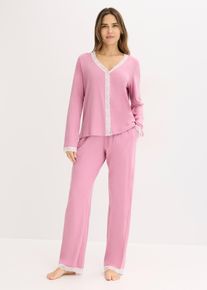 Pyjamas med knapper, rosa, st&oslash;rrelse 40/42 (M), bonprix