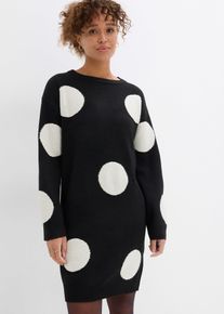 Oversized strikkekjole med prikker, svart, st&oslash;rrelse 44/46 (L), bonprix