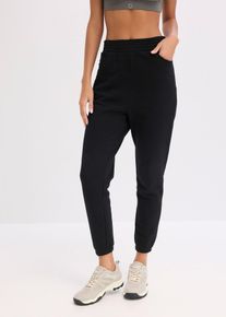 Pantaloni in felpa di puro cotone biologico con cavallo basso, Nero, Taglia 50/52 (L), bonprix