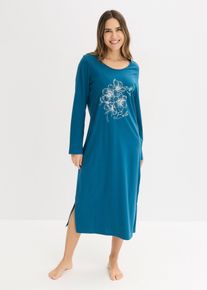 Camicia da notte in puro cotone, Petrolio, Taglia 62/64 (3XL), bonprix