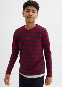 Lot de 3 T-shirts col tunisien 100% coton - bleu - taille 176/182 - 100% coton - bonprix