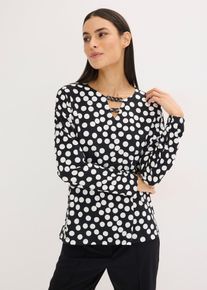 Tunica a maniche lunghe con dettaglio decorativo, Nero, Taglia 42/44 (S), bonprix