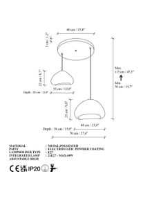 Opviq, Pendelleuchte, Lora Chandelier 2 Socket (E27)
