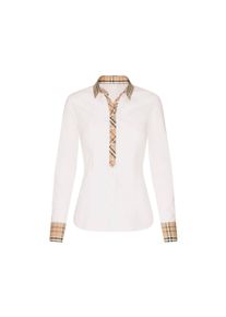 Seidensticker Popeline-Bluse mit Karodetail - Damen - Gr. 42 - wei&szlig;