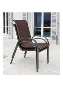 Merxx Gartensessel &raquo;C&ocirc;te d ́Azur&laquo; Set, 2 Stk. tlg. 2er Set, Aluminium, stapelbar, braun