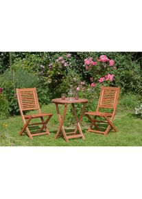 Merxx Garten-Essgruppe &raquo;&raquo;Cordoba&laquo;&laquo; Set, Ge&ouml;ltes Eukalyptusholz, 3 Stk. tlg. Tisch klappbar: &Oslash;x H: 65x75 cm