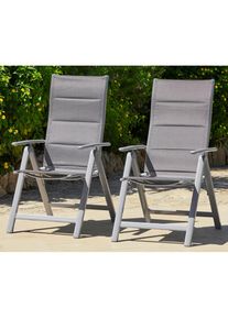 Merxx Gartenstuhl &raquo;Taviano, TOPSELLER!&laquo; (Set) 2 Stk.2er Set, Alu/Textil, verstellbar, silber