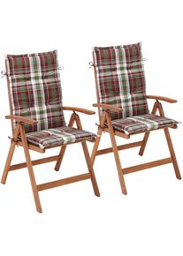 Merxx Gartenstuhl &raquo;Borkum, TOPSELLER!&laquo; (Set) 2 Stk.Eukalyptus, verstellbar, braun, inkl. Auflage