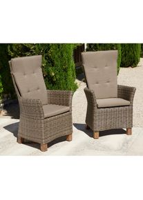 Merxx Gartenstuhl &raquo;Toskana&laquo; (Set) 2 Stk.2er Set, Polyrattan/Akazienholz, inkl. Auflage