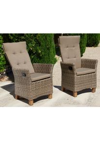 Merxx Gartenstuhl &raquo;Toskana, TOPSELLER!&laquo; (Set) 2 Stk.2er Set, Polyrattan/Akazie, inkl. Sitzkissen