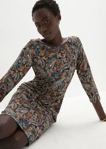 bonprix Femei Rochie din tricot cu imprimeu paisley, negru, 52/54