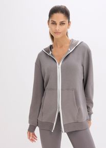 Fodrad sweatshirtjacka snabbtorkande - gr&aring; - storlek 36/38 (S) - bonprix