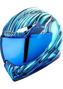 Icon Domain Nouveau, capacete integral , cor: Azul/Turquesa , tamanho: M