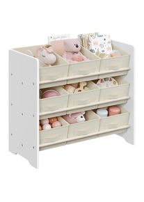 Mid.you Kinderregal, Wei&szlig;, Beige, Textil, Holzwerkstoff, 3 F&auml;cher, 62.5x60x29.5 cm, stehend, Babym&ouml;bel & Kinderm&ouml;bel, Babyzimmer, Babyregale & Kinderregale