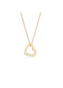 Elli, Damen, Silberkette &raquo;Halskette Herz Zirkonia Anh&auml;nger Cut Out 925 Silber&laquo;, Gold, Gold, Romantische Halsktte f&uuml;r Frauen