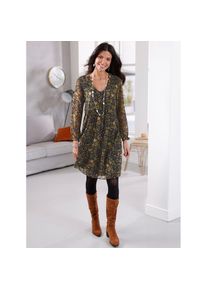 Classic Basics, Damen, A-Linien-Kleid &raquo;Kleid&laquo;, schwarz-ocker, 48 - Normalgr&ouml;&szlig;en, gewebte Qualit&auml;t